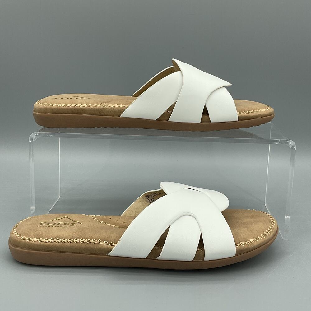 NEW Cliffs by White Mountain Women’s Fortunate Slide Sandals White Size 6M